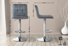 2er Set Barhocker Peru Samt chrom - dunkelgrau