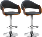 2er Set Barhocker Nilse Kunstleder chrom - walnuss/schwarz