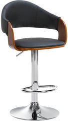 2er Set Barhocker Nilse Kunstleder chrom - walnuss/schwarz