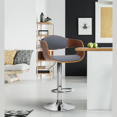 Barhocker Kingston C Kunstleder - walnuss/grau
