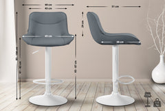 Barhocker Vonore Kunstleder wei� - grau
