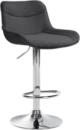 Barhocker Vonore Stoff chrom - dunkelgrau