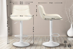 Barhocker Vonore Stoff wei� - creme