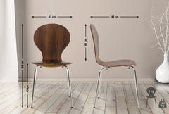 Set di 2 sedie da riunioni Diego in noce, design classico e impilabile, perfette per uffici e spazi di lavoro.