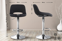 Barhocker Camden Samt chrom - schwarz