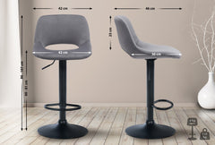Barhocker Camden Samt schwarz - dunkelgrau
