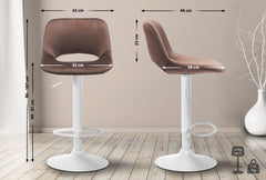 Barhocker Camden Samt wei� - braun