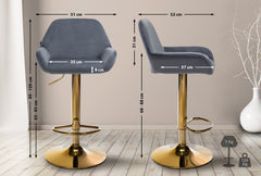Barhocker Braga Gold Samt - dunkelgrau
