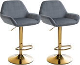2er Set Barhocker Braga Gold Samt - dunkelgrau
