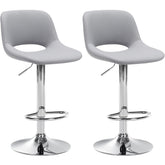 Set di 2 sgabelli da bar Camden in ecopelle grigia con struttura cromata, eleganti e moderni per ogni ambiente.