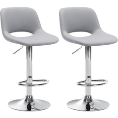Set di 2 sgabelli da bar Camden in ecopelle grigia con struttura cromata, eleganti e moderni per ogni ambiente.