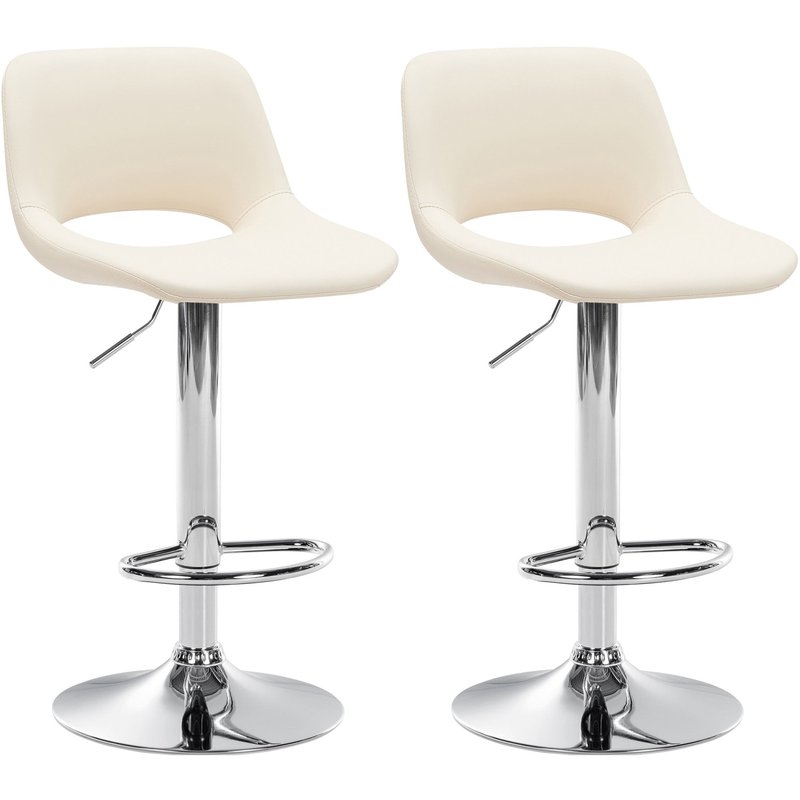 Set di 2 sgabelli da bar Camden in ecopelle crema con base in cromo, eleganti e moderni per il tuo spazio.