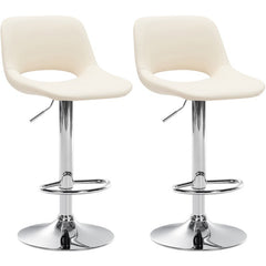 Set di 2 sgabelli da bar Camden in ecopelle crema con base in cromo, eleganti e moderni per il tuo spazio.