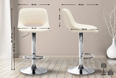 2er Set Barhocker Camden Kunstleder chrom - creme
