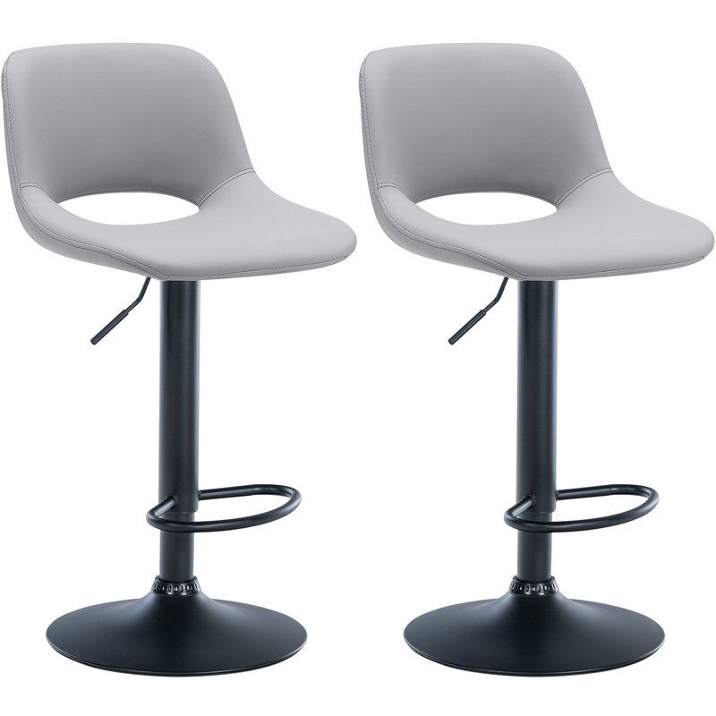 Set di 2 sgabelli da bar Camden in ecopelle nera e grigia, eleganti e moderni per il tuo spazio living o bar.