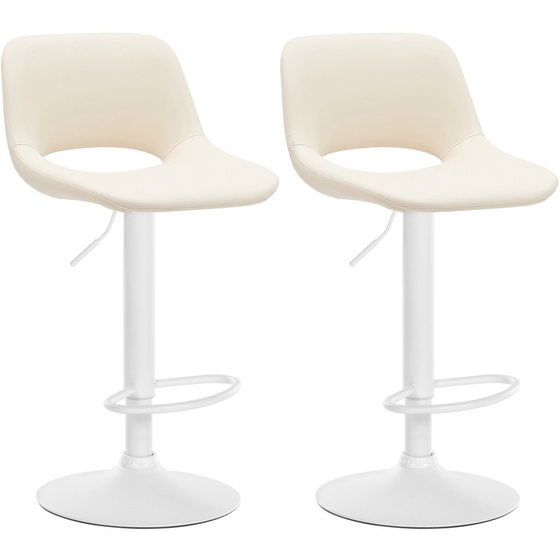Set di 2 sgabelli da bar Camden in ecopelle bianca e crema, eleganti e moderni per il tuo bar domestico.