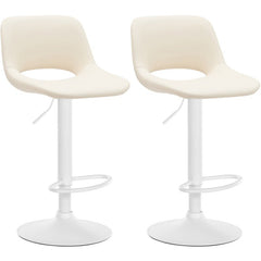 Set di 2 sgabelli da bar Camden in ecopelle bianca e crema, eleganti e moderni per il tuo bar domestico.