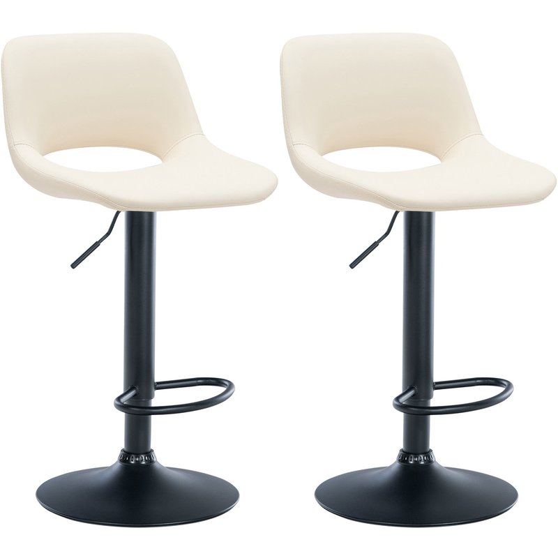 Set di 2 sgabelli da bar Camden in ecopelle nera e crema, design moderno per un tocco elegante al tuo spazio.