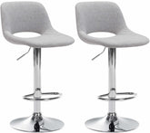 2er Set Barhocker Camden Stoff chrom - hellgrau