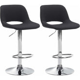 Set di 2 barhocker Camden in tessuto nero con base cromata, ideale per casa e cucina, design moderno e confortevole.