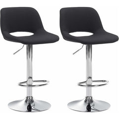 Set di 2 barhocker Camden in tessuto nero con base cromata, ideale per casa e cucina, design moderno e confortevole.