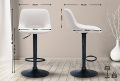 2er Set Barhocker Camden Stoff schwarz - creme
