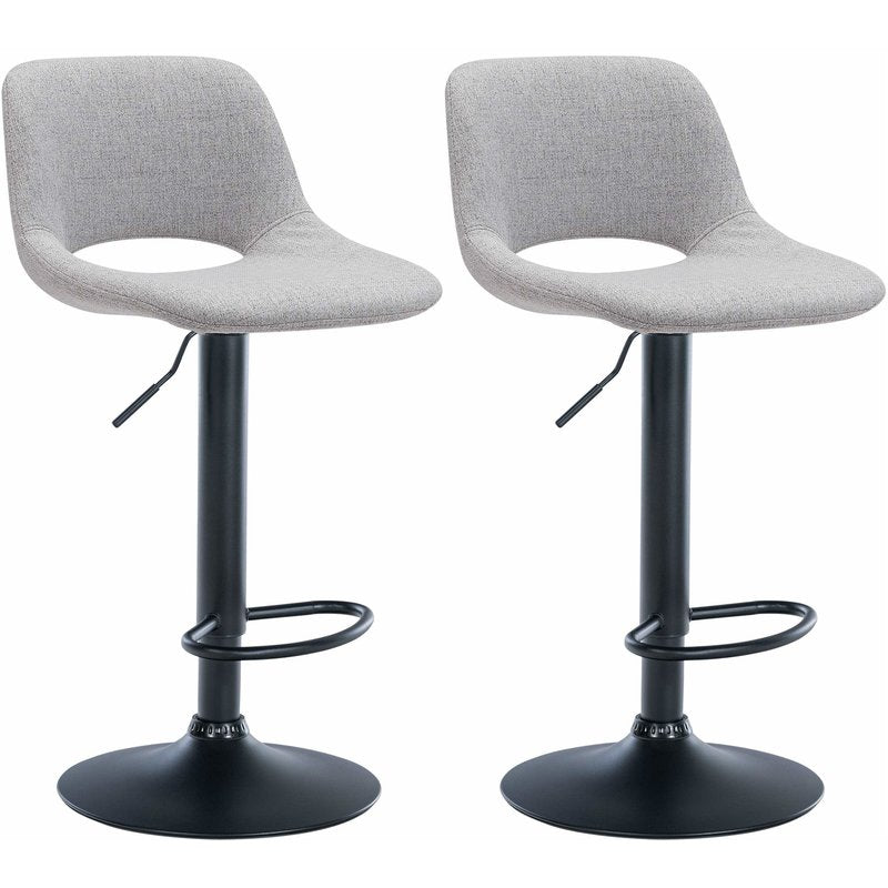Set di 2 barhocker Camden in stoffa nera e grigia, eleganti e moderni per cucina o casa bar.