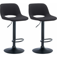 Set di 2 barhocker Camden in stoffa nera, eleganti e confortevoli, ideali per casa e cucina.