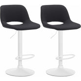 Set di 2 barhocker Camden in stoffa bianca e nera, eleganti e confortevoli, ideali per casa e cucina.