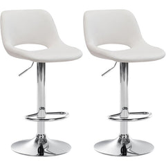 Set di 2 barhocker Camden in velluto crema con base cromata, eleganti e comodi per cucina o bar.
