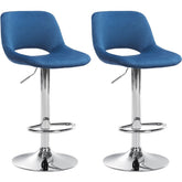 Set di 2 barhocker Camden in velluto blu con struttura cromata, eleganti e comodi per la tua casa.