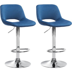 2er Set Barhocker Camden Samt chrom - blau