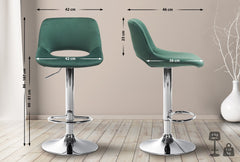 2er Set Barhocker Camden Samt chrom - gr�n