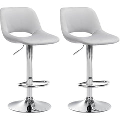 2er Set Barhocker Camden Samt chrom - hellgrau