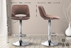 2er Set Barhocker Camden Samt chrom - braun