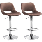 Set di 2 barhocker Camden in velluto marrone con base in cromo, eleganti e moderni per cucina e bar.