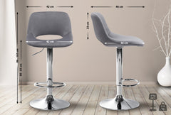 2er Set Barhocker Camden Samt chrom - dunkelgrau