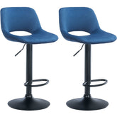 Set di 2 barhocker Camden in velluto nero e blu, eleganti e confortevoli per cucina e casa bar.