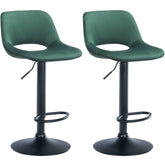 Set di 2 barhocker Camden in velluto nero con dettagli verdi, eleganti e confortevoli per la tua casa.