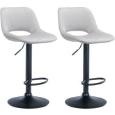 Set di 2 barhocker Camden in velluto nero e grigio chiaro, eleganti e confortevoli per casa e cucina.