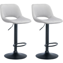 2er Set Barhocker Camden Samt schwarz - hellgrau