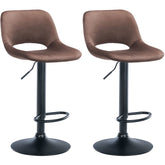 Set di 2 barhocker Camden in velluto nero e marrone, eleganti e comodi per casa e cucina.