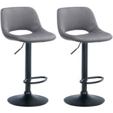 Set di 2 barhocker Camden in velluto nero e grigio scuro, eleganti e moderni per casa e cucina.