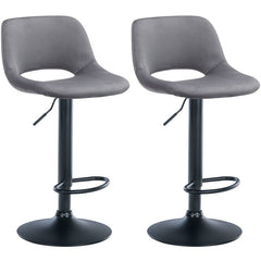 2er Set Barhocker Camden Samt schwarz - dunkelgrau