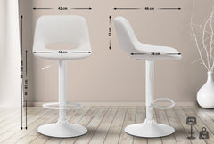 2er Set Barhocker Camden Samt wei� - creme