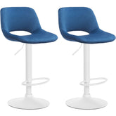 Set di 2 barhocker Camden in velluto blu, eleganti e confortevoli, ideali per cucina e bar.