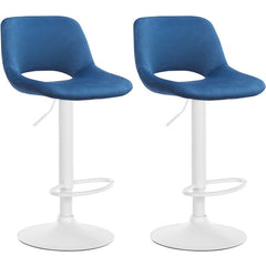 2er Set Barhocker Camden Samt wei� - blau