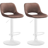 Set di 2 sgabelli bar Camden in velluto bianco e marrone, eleganti e moderni per cucina e casa.