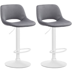 2er Set Barhocker Camden Samt wei� - dunkelgrau