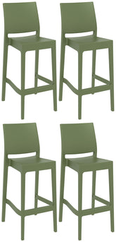 4er Set Barhocker Maya - oliv